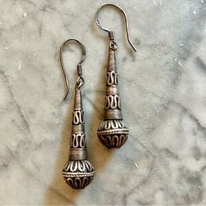 Antique Silver Tibetan Dangle Earrings